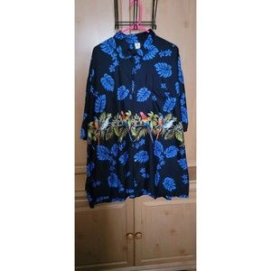 Tropical parrot hawaiian button up shirt